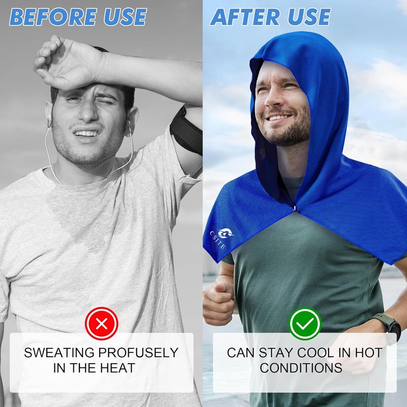 CASITE 2 Pack Cooling Hoodie Towels, Instant Cooling Towels for Neck and Face, UPF 50 Sun Protection, Ice Towel for Hot Weather, Head Towel for Sports, Camping, Cycling & More Activities - Image 4